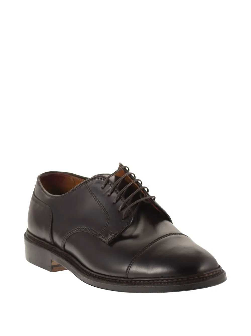 Alden Leren derby schoenen met bewerkte neus Bruin