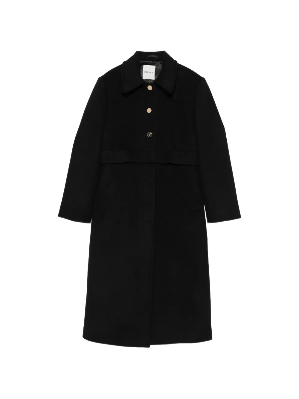 SANDRO shirt-collar single-breasted coat - Black