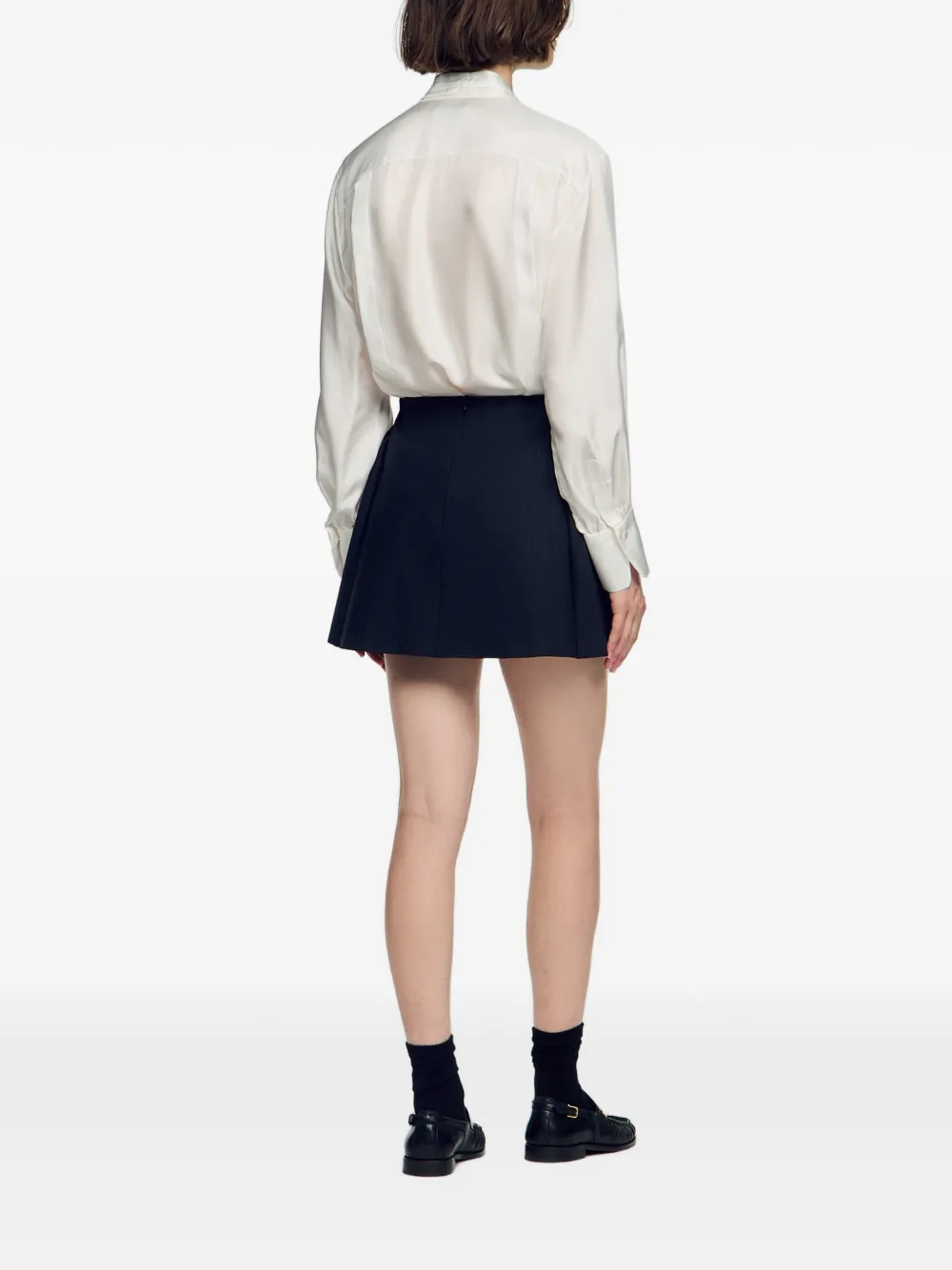 SANDRO Mini-rok met krijtstreep en ceintuur Blauw