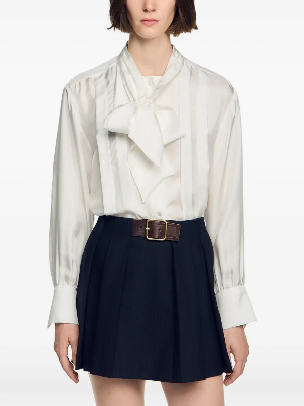 SANDRO Mini-rok met krijtstreep en ceintuur Blauw