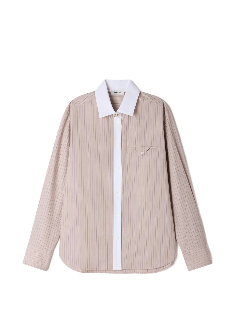 SANDRO striped shirt with contrast collar
