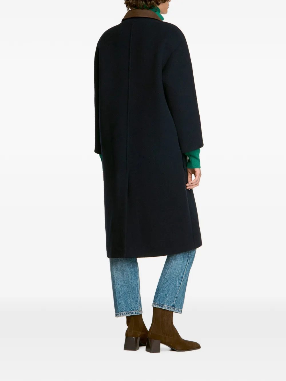 SANDRO Wollen jas met houtje-touwtje sluiting en shirtkraag Blauw