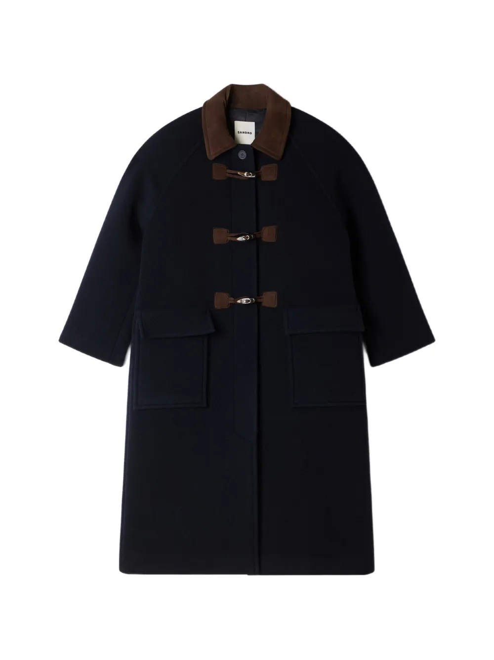 SANDRO toggle-fastening shirt-collar wool coat - Blue