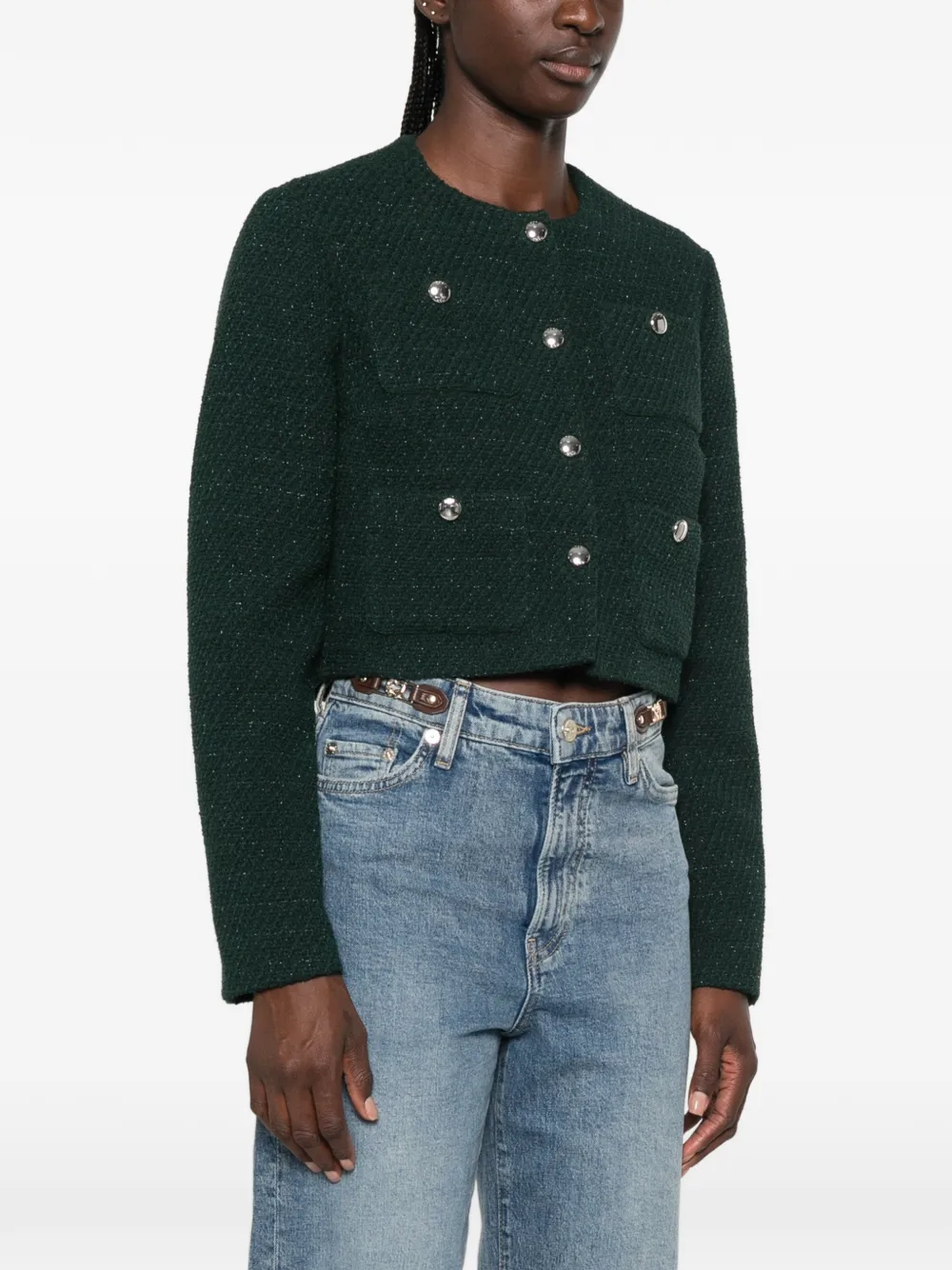 Maje Geruit tweed jack Groen