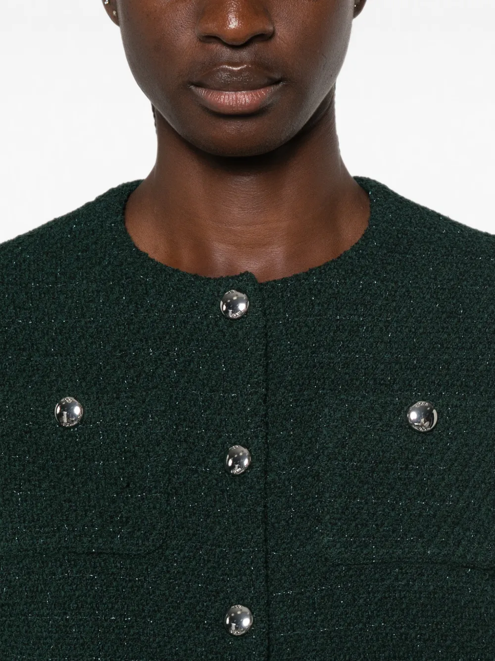 Maje Geruit tweed jack Groen