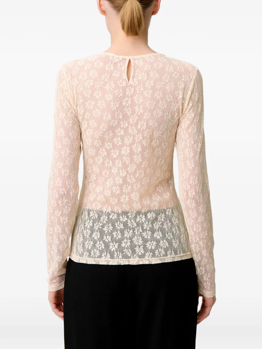 Claudie Pierlot Top met bloemenkant Beige