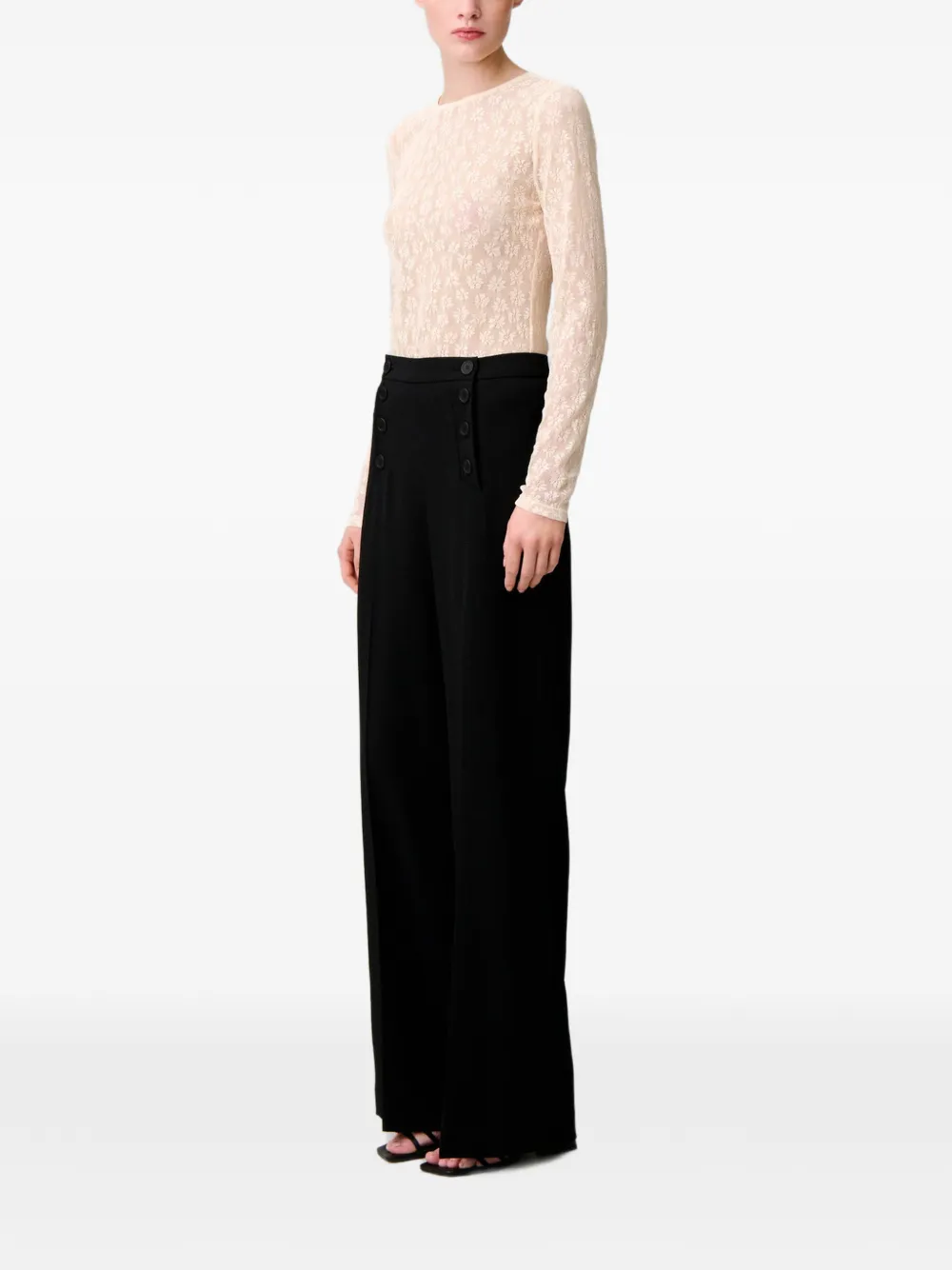 Claudie Pierlot Top met bloemenkant Beige