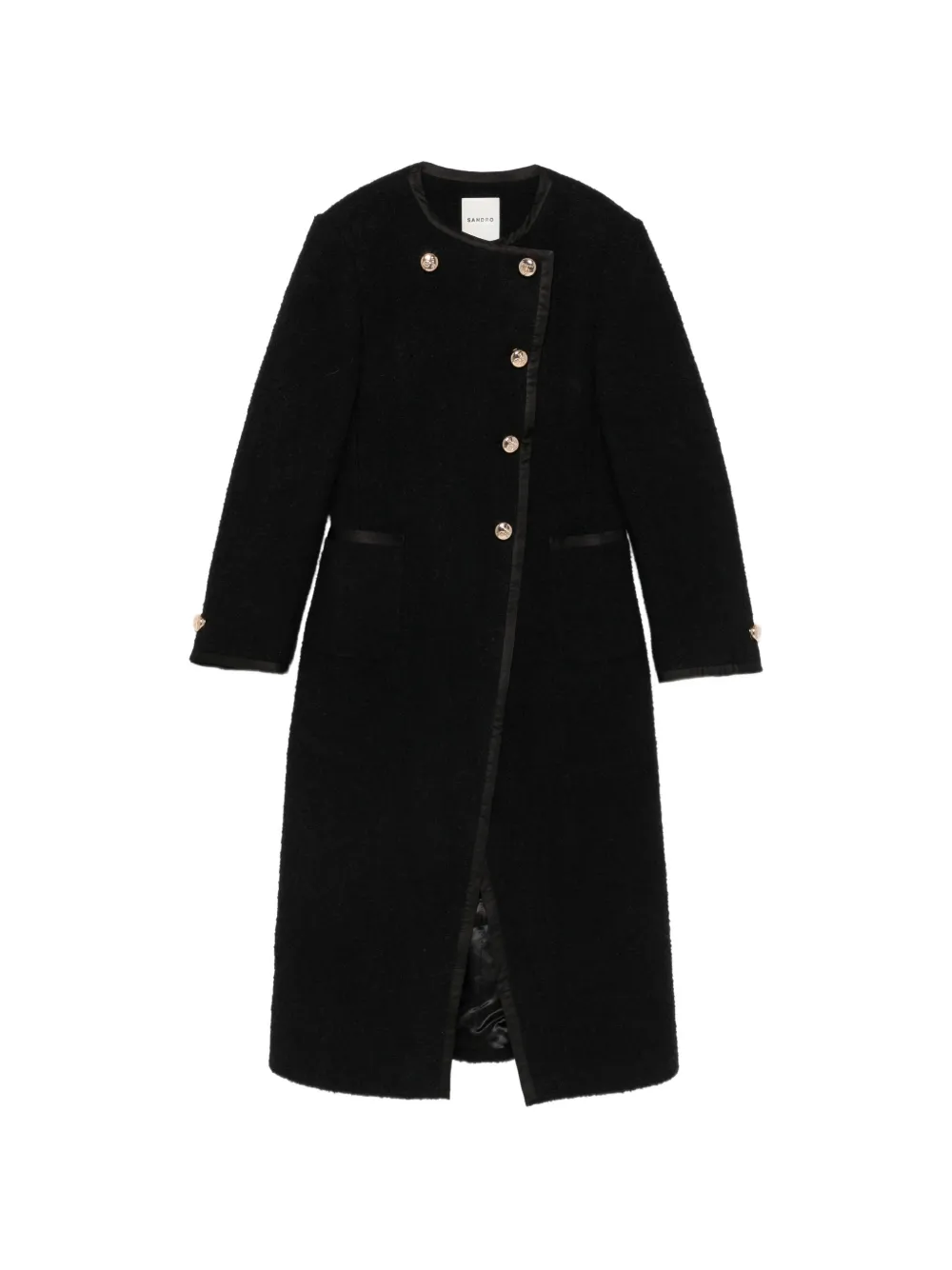 SANDRO button-up round-collar coat - Black