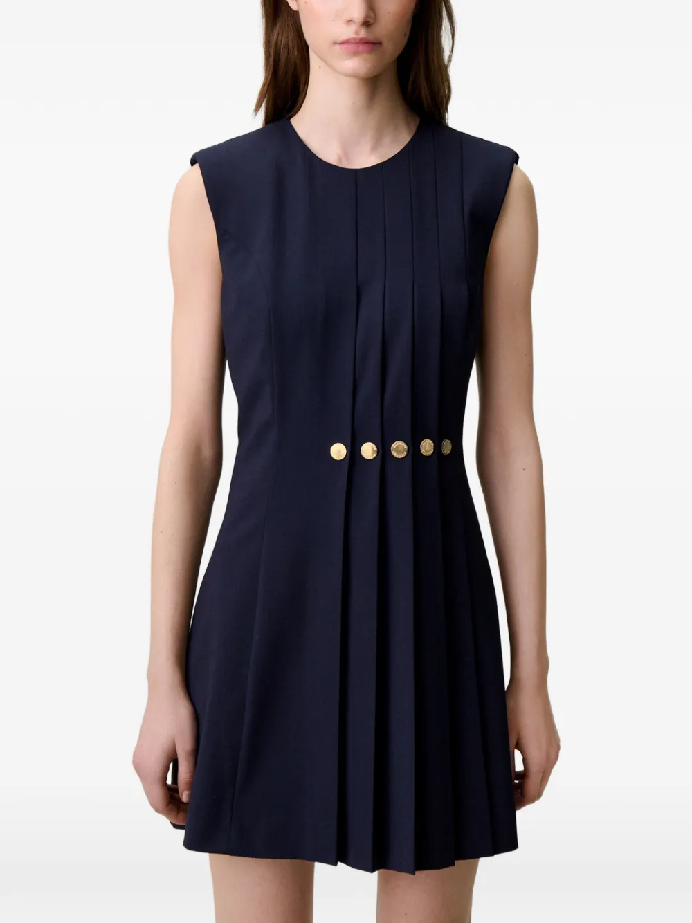 Claudie Pierlot Geplooide jurk met knoopdetail Blauw