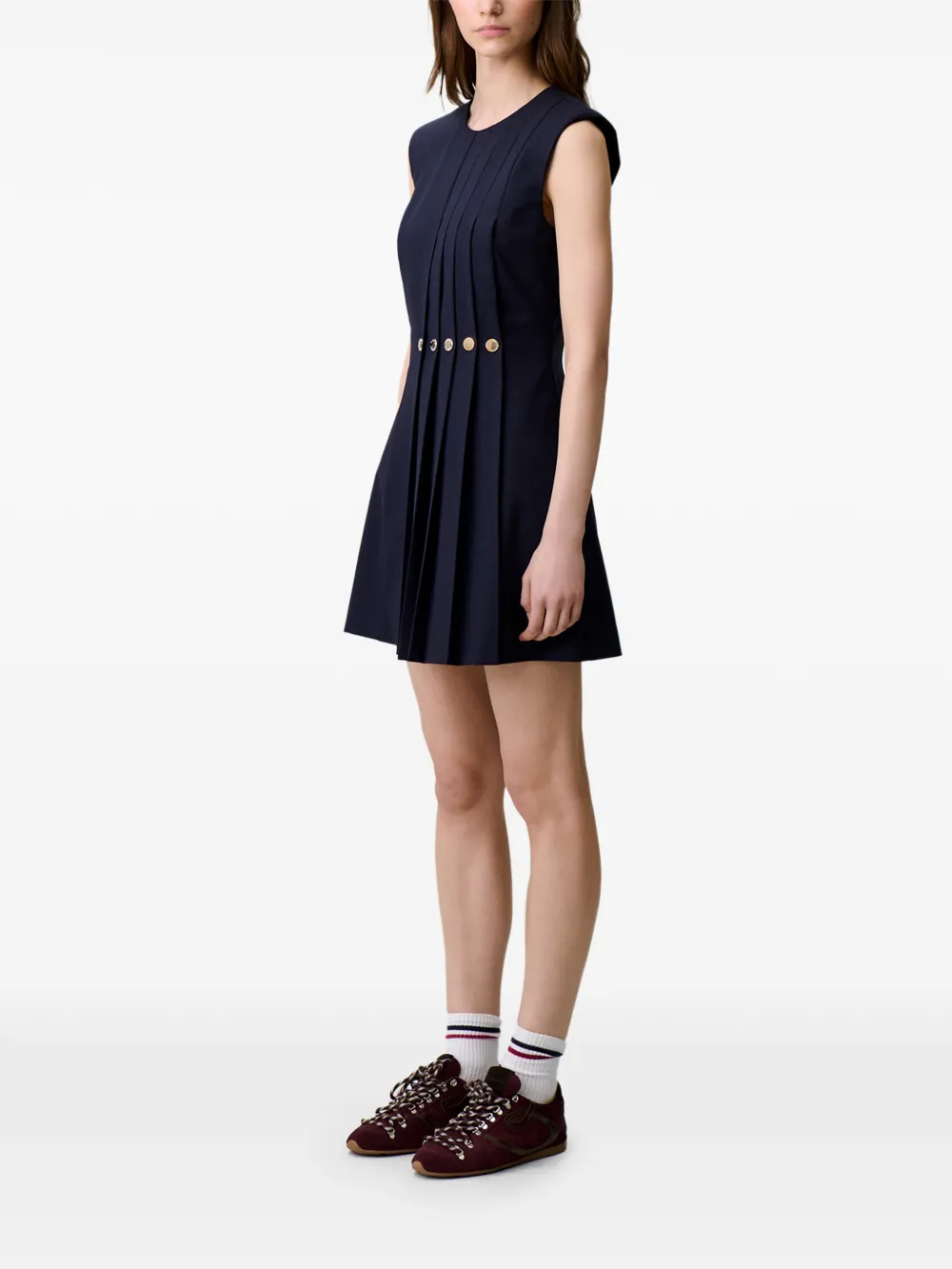 Claudie Pierlot Geplooide jurk met knoopdetail Blauw