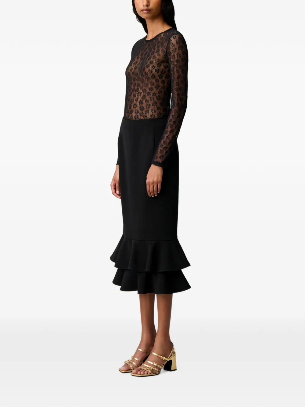Claudie Pierlot Top met bloemenkant Zwart