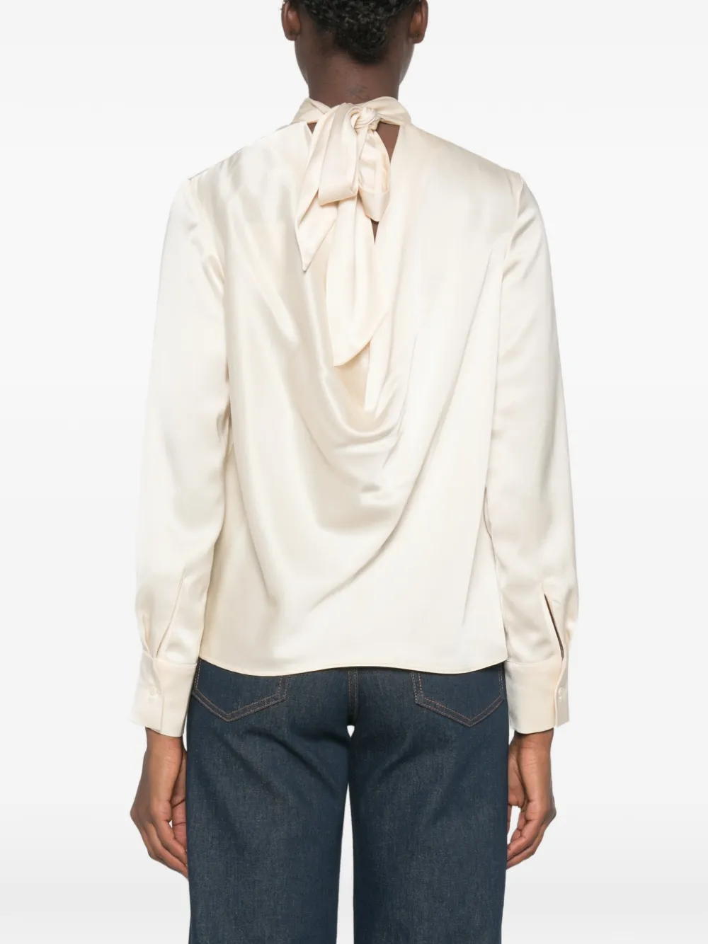 Maje Top met strikdetail en hoge hals Beige