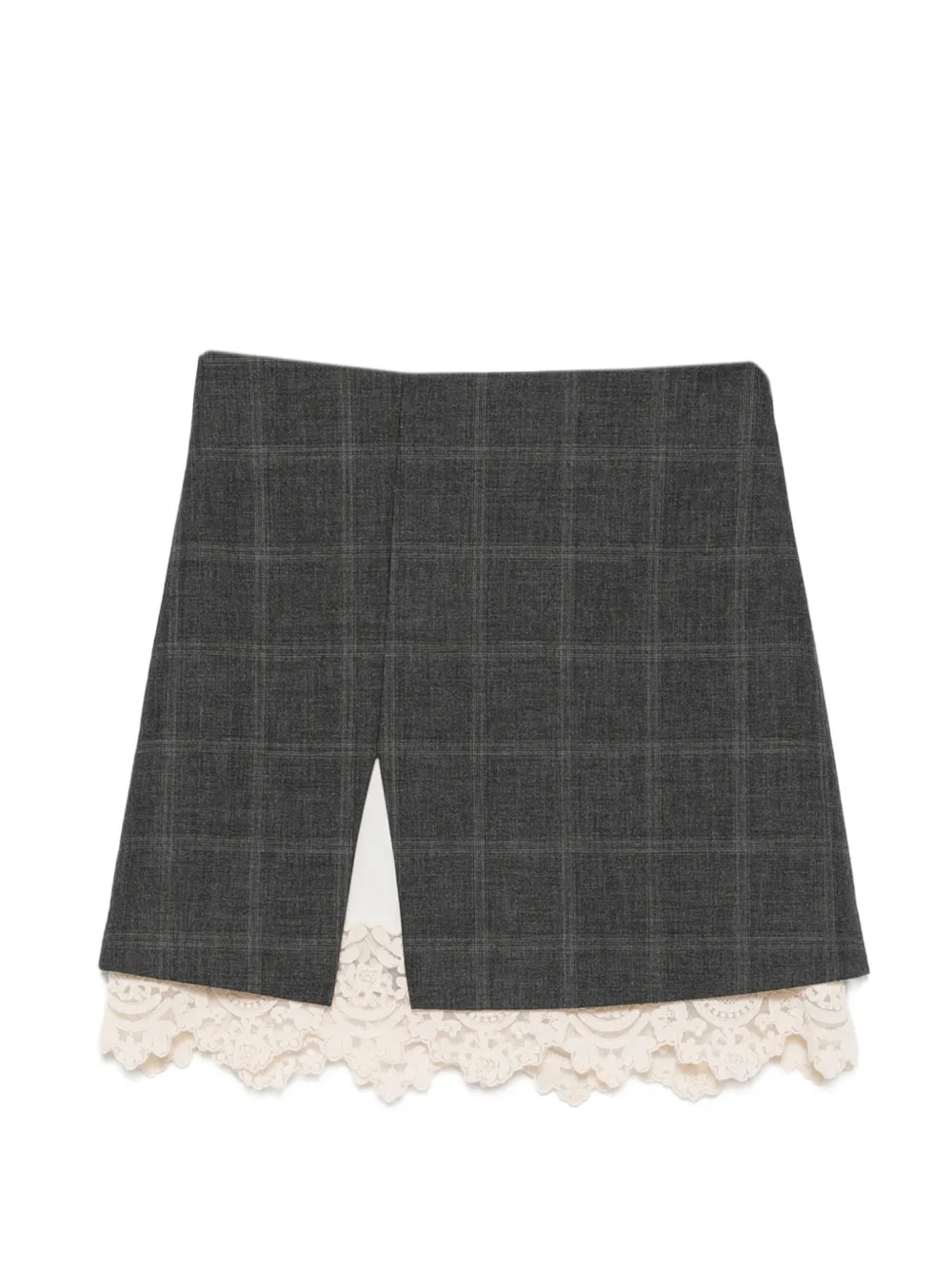 SANDRO lace-trim checked skirt
