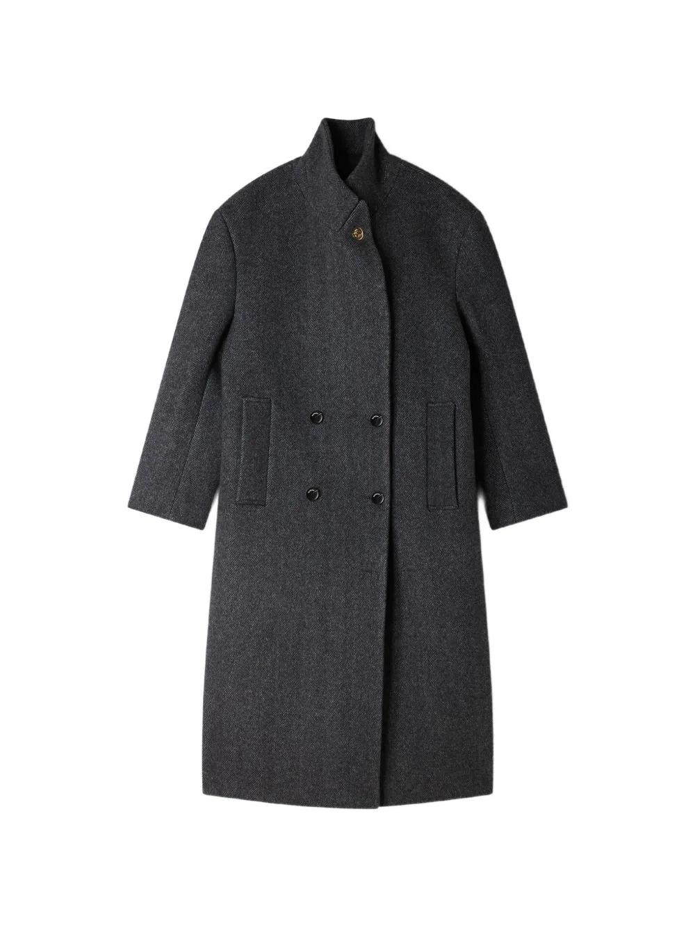 SANDRO herringbone-pattern wool coat - Grey