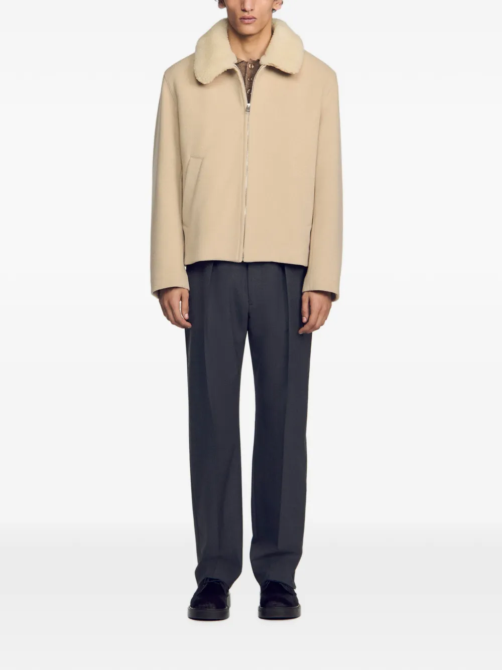 SANDRO Jack met lammy kraag Beige