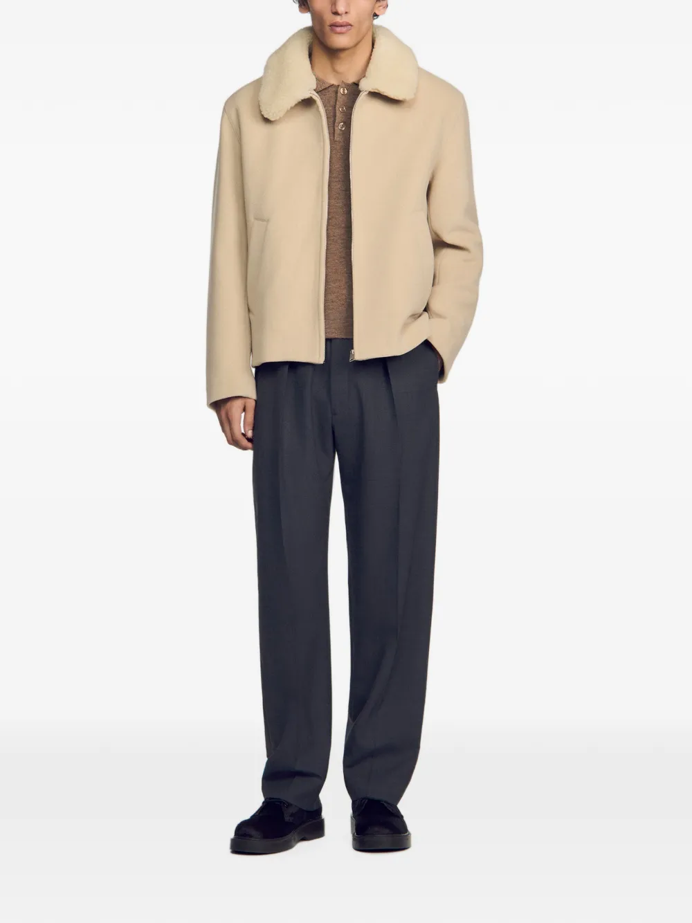 SANDRO Jack met lammy kraag Beige