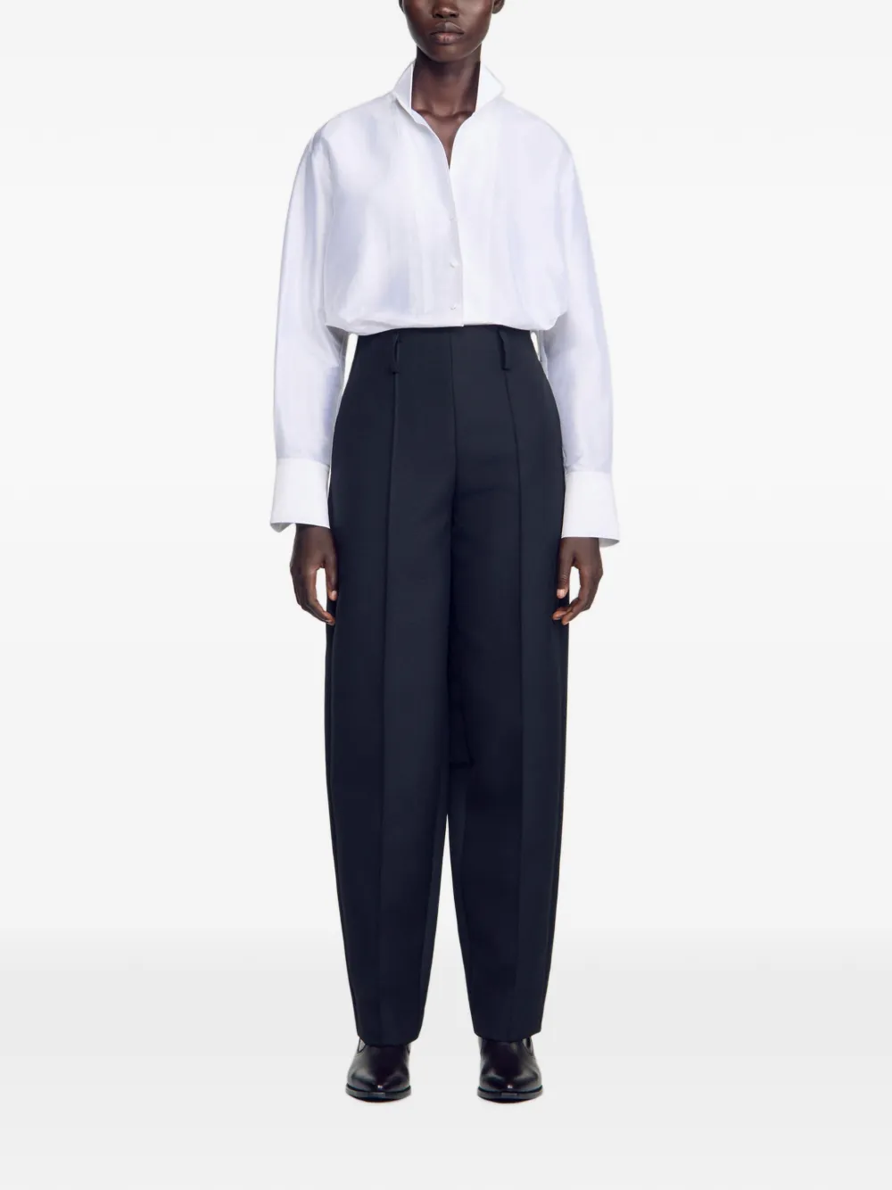 SANDRO High-waist palazzobroek met persvouw Blauw