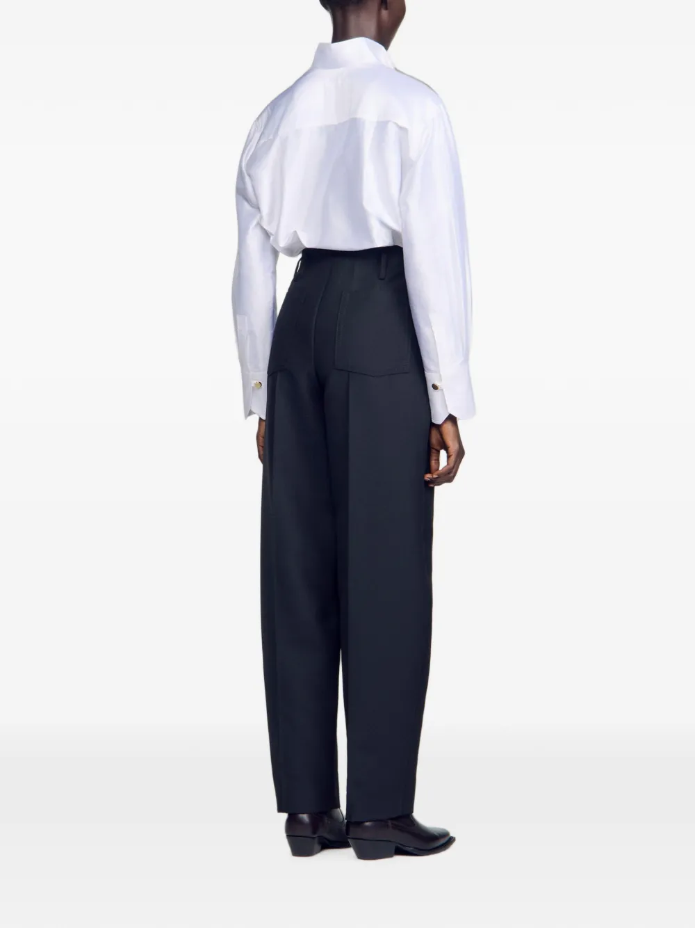 SANDRO High-waist palazzobroek met persvouw Blauw