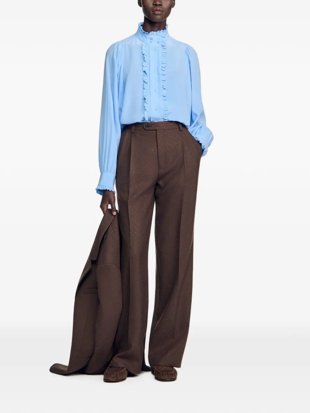 SANDRO Blouse met ruches Blauw