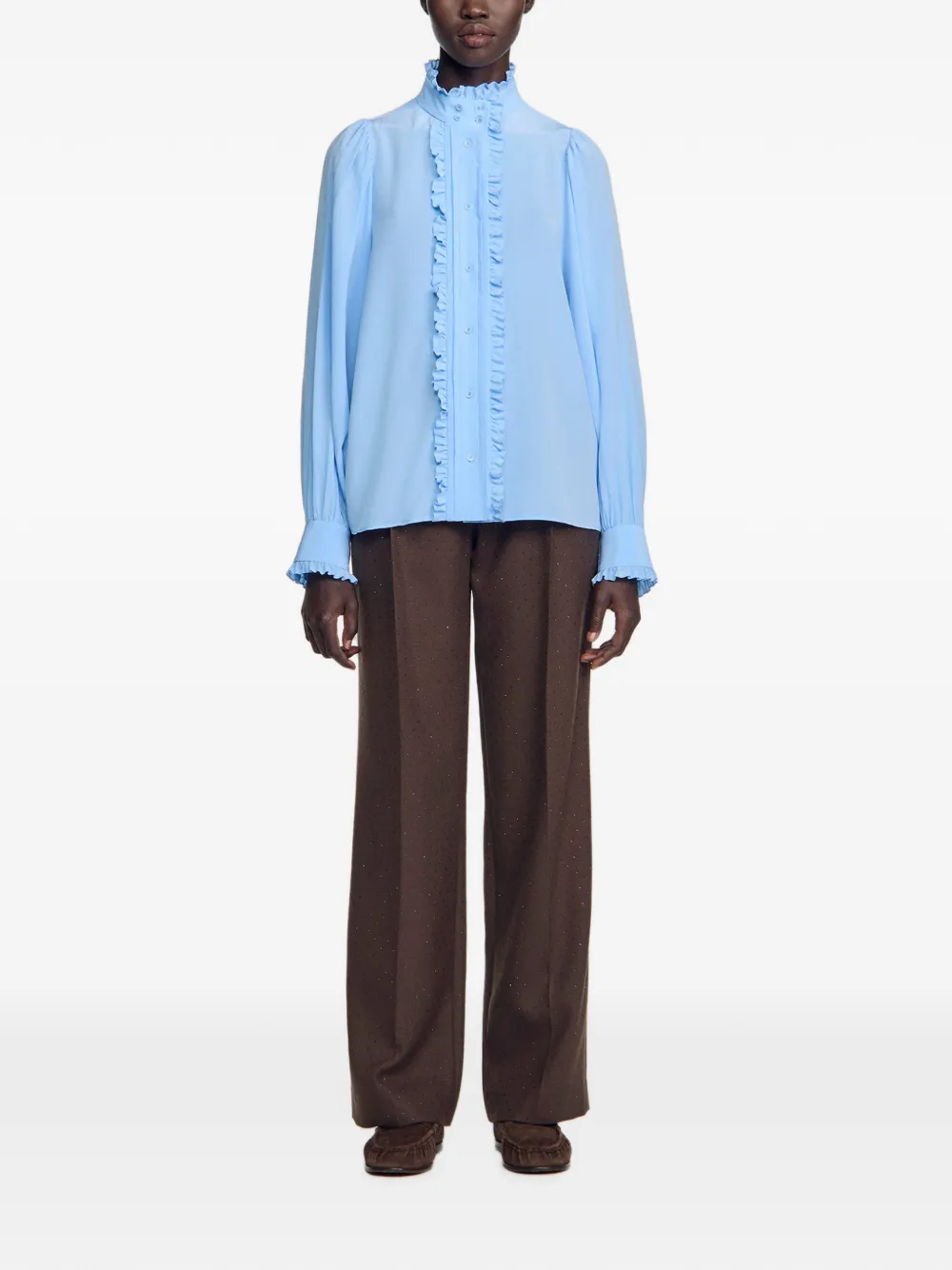 SANDRO Blouse met ruches Blauw