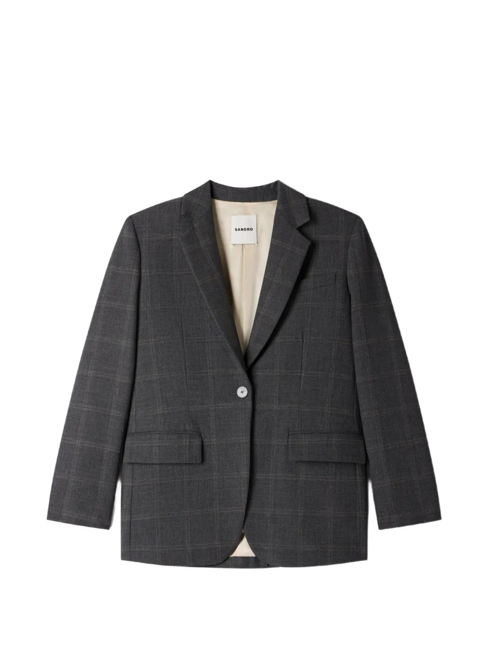 Sandro Checked Tailored Blazer In Grey