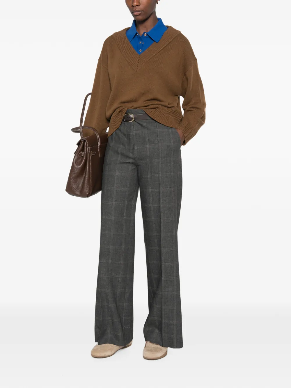 SANDRO Geruite broek Grijs