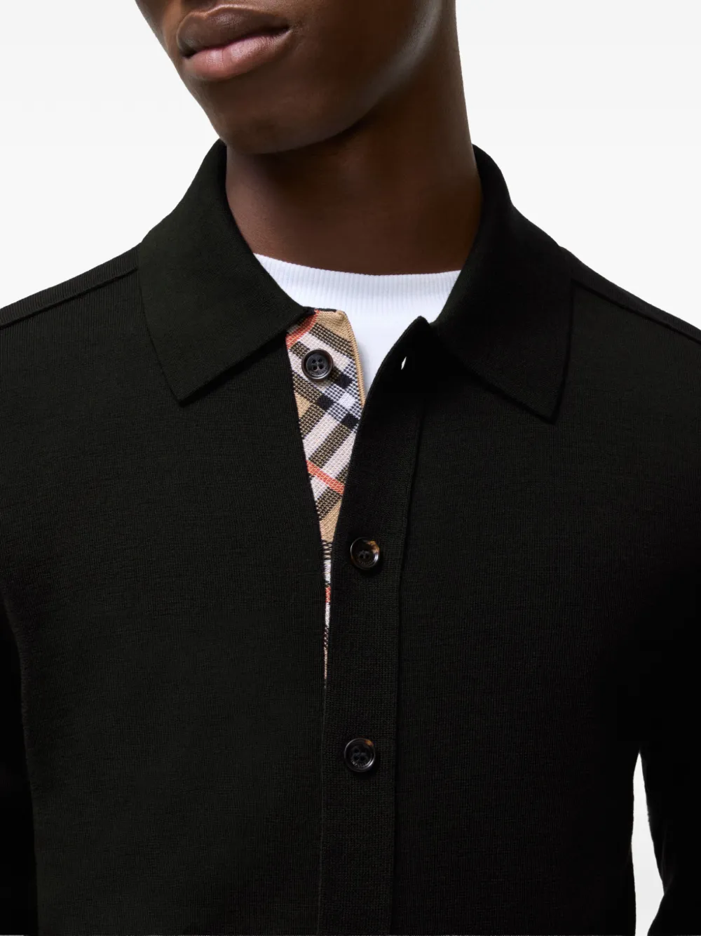 Burberry Trui met geruite afwerking en knopen Zwart