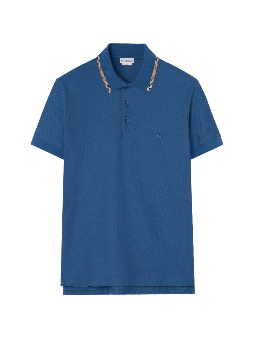 Burberry Polo in cotone con orlo Check - Blu