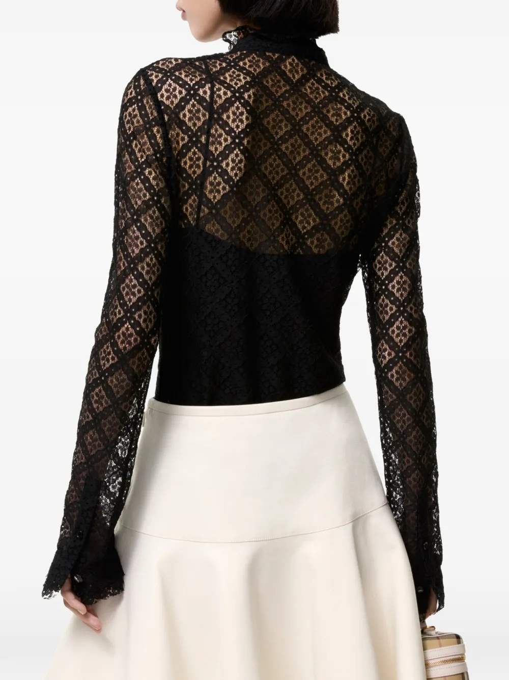 Burberry Geruite blouse Zwart