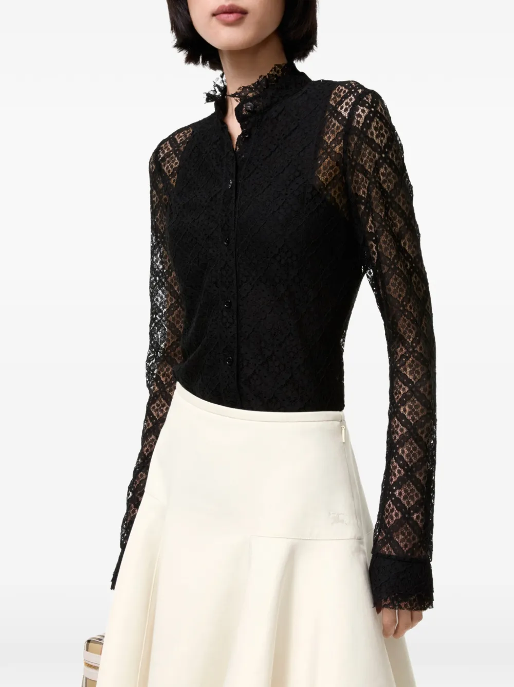 Burberry Geruite blouse Zwart