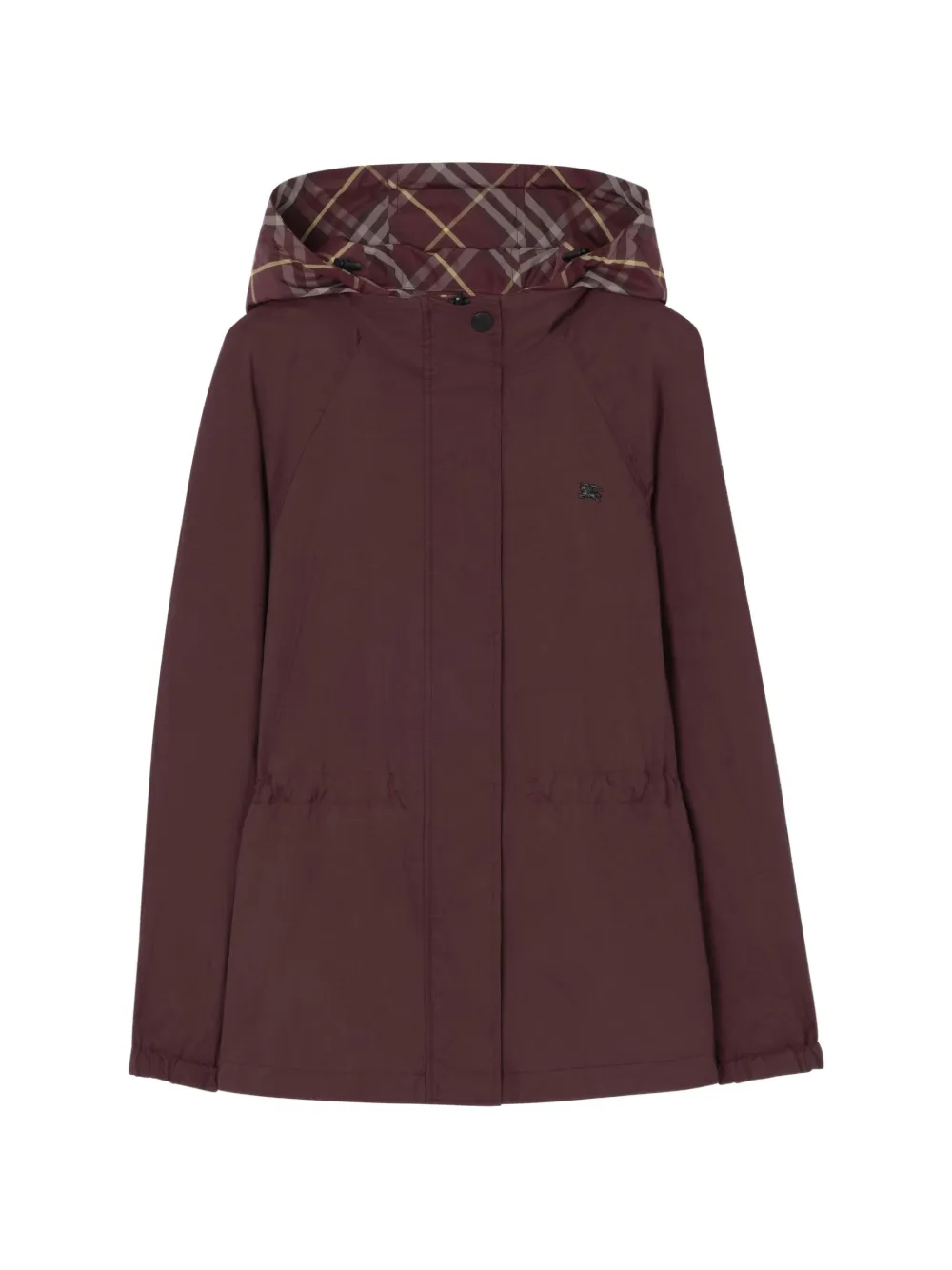 Burberry Giacca reversibile in nylon Check con cappuccio - Marrone