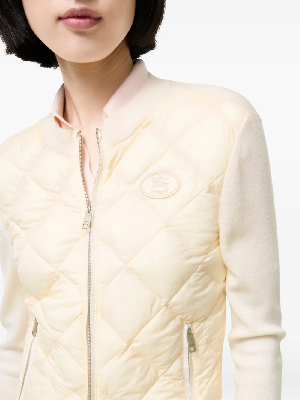 Burberry Gewatteerde nylon en wollen jas Beige