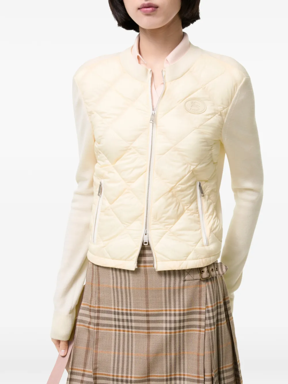 Burberry Gewatteerde nylon en wollen jas Beige