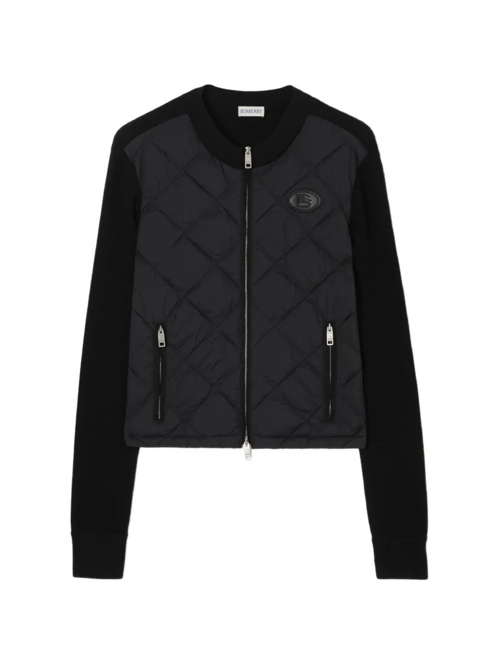 Burberry Fulbrook gewatteerd nylon en wollen jack Zwart