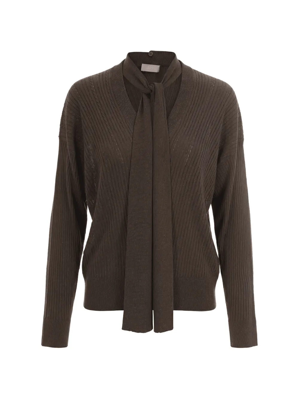 LIU JO tonal-bow ribbed-knit sweater - Grün