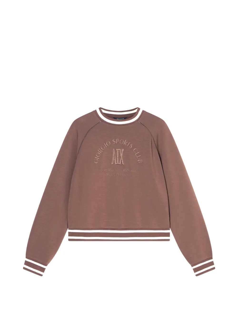 Armani Exchange logo-embroidered striped-trim sweater - Marrone