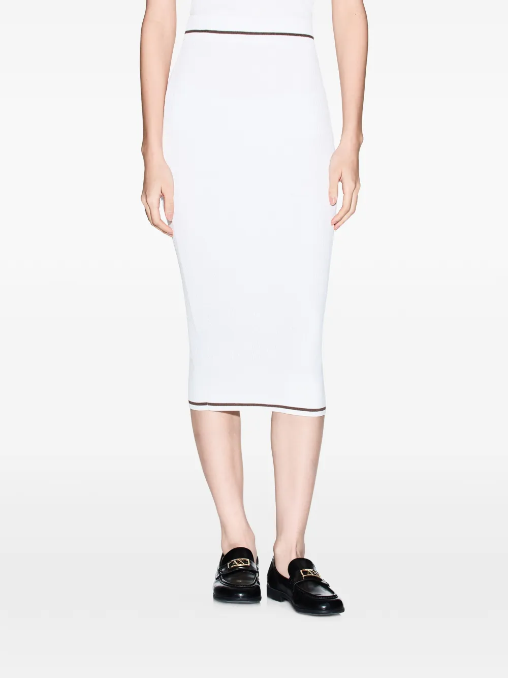 Armani Exchange Kabelgebreide midi-rok Wit