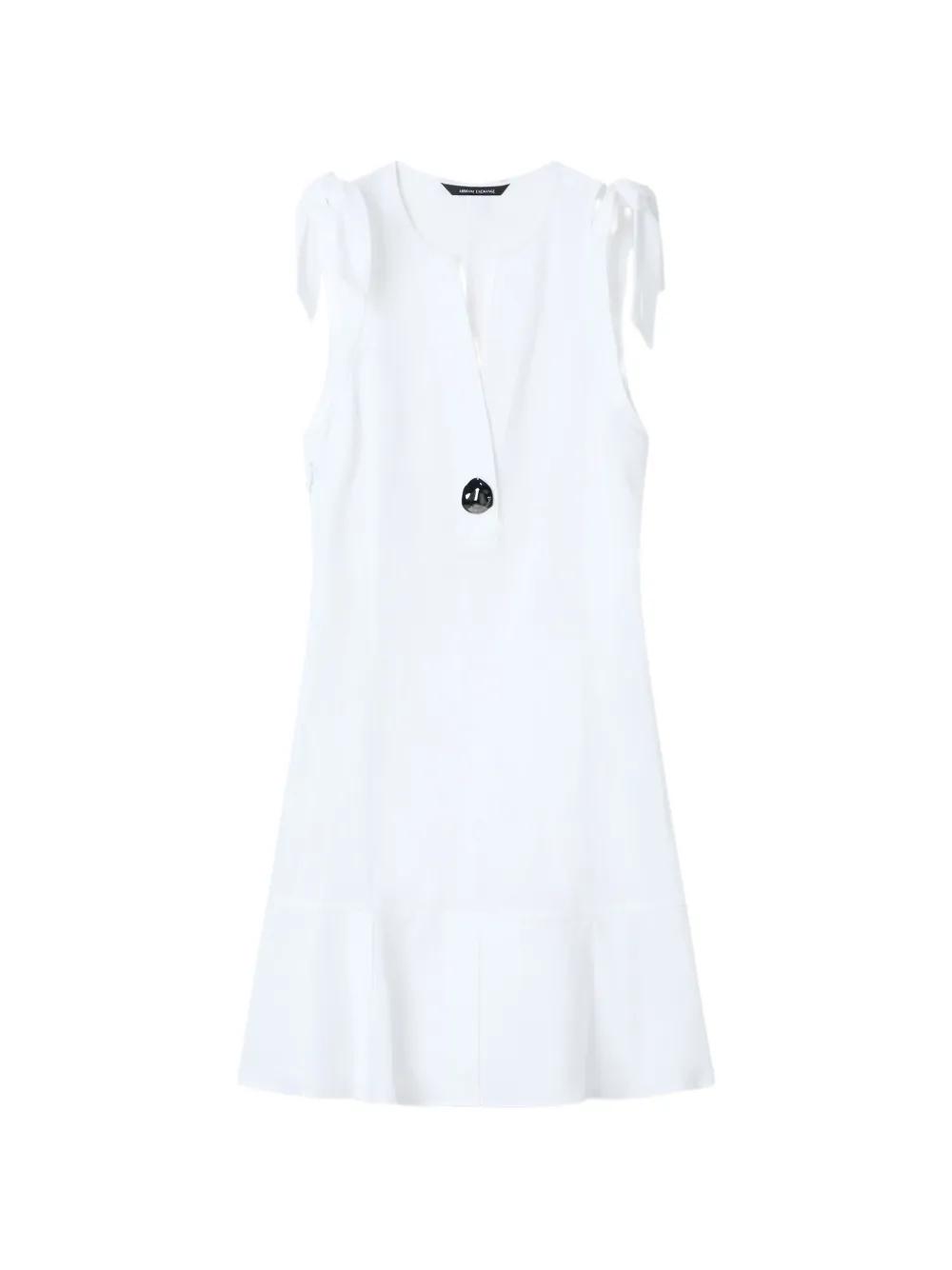 Armani Exchange bow-detail ruffled dress - Bianco