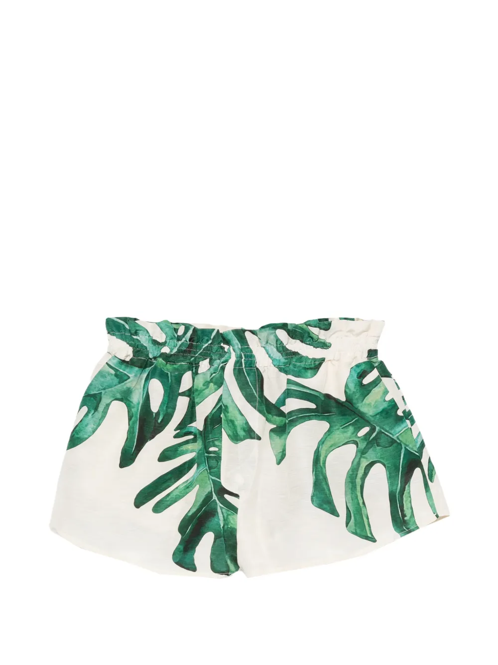 Raquel Diniz leaf-print elasticated shorts - White