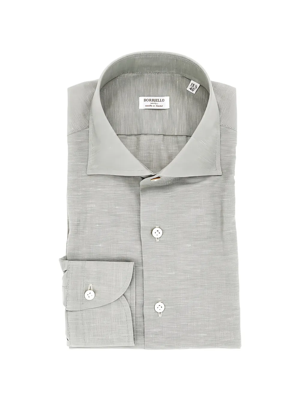 BORRIELLO NAPOLI slub-texture spread-collar shirt - Grigio