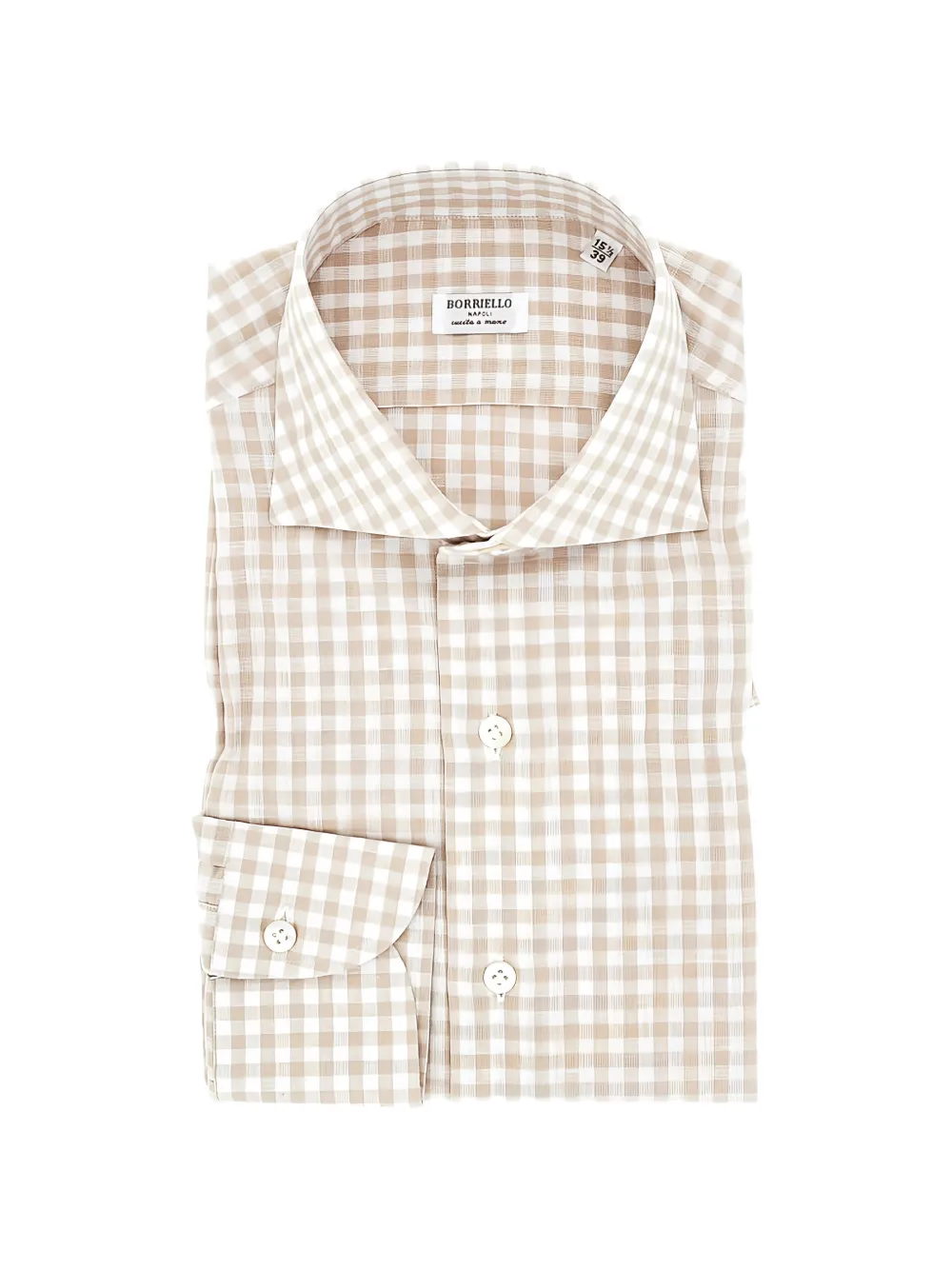 BORRIELLO NAPOLI gingham-check long-sleeve shirt - Toni neutri