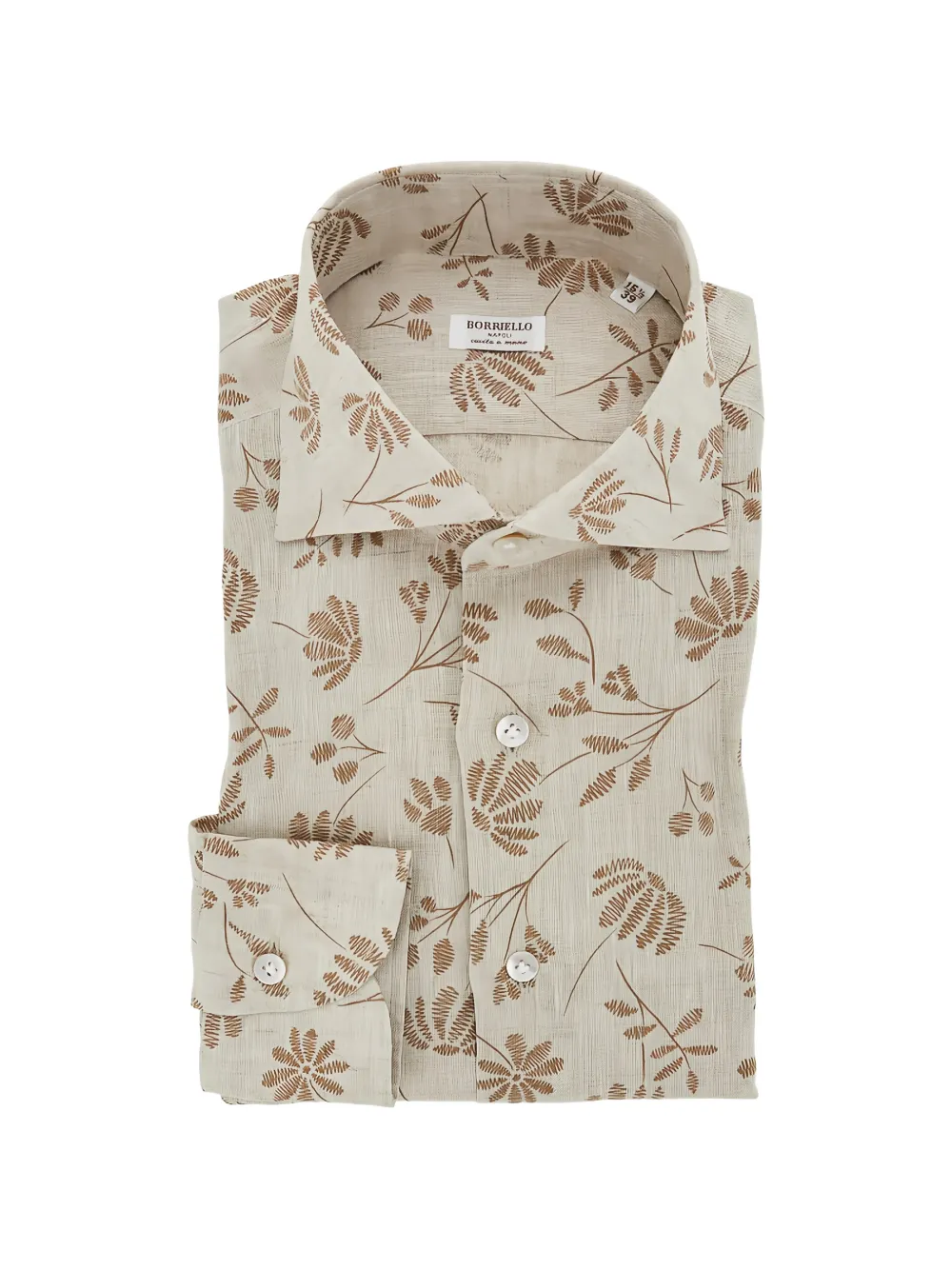 Borriello Napoli Floral-print Long-sleeve Shirt In Brown
