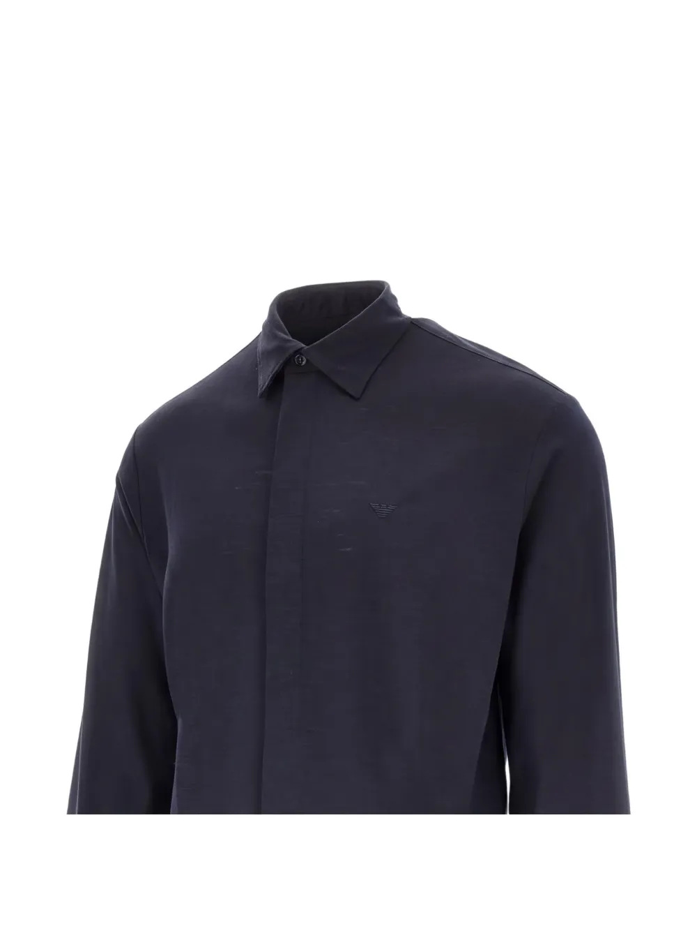 Emporio Armani Wollen overhemd met verborgen sluiting Blauw