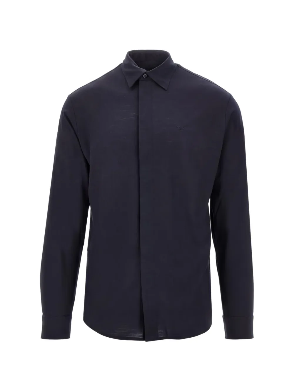 Emporio Armani concealed-fastening wool shirt - Blau
