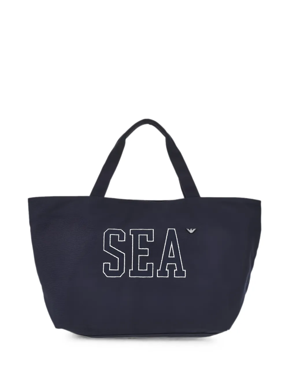 Emporio Armani Borsa tote in tela con logo ricamato - Blu