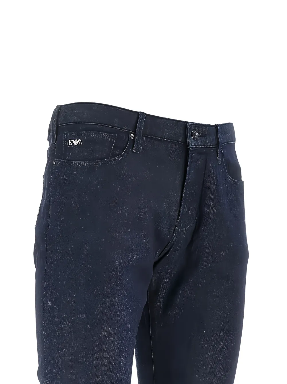 Emporio Armani Slim-fit jeans met logoplakkaat Blauw