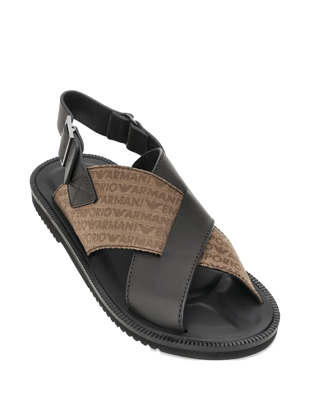 Emporio Armani logo-print crossover-strap sandals Bruin