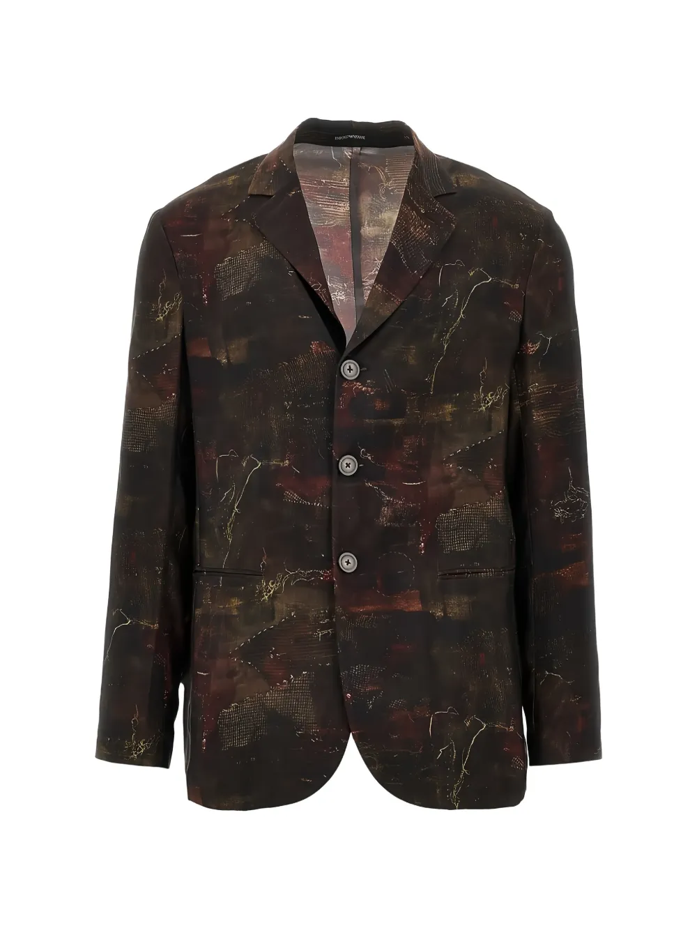 Emporio Armani abstract-print single-breasted jacket - Marrone