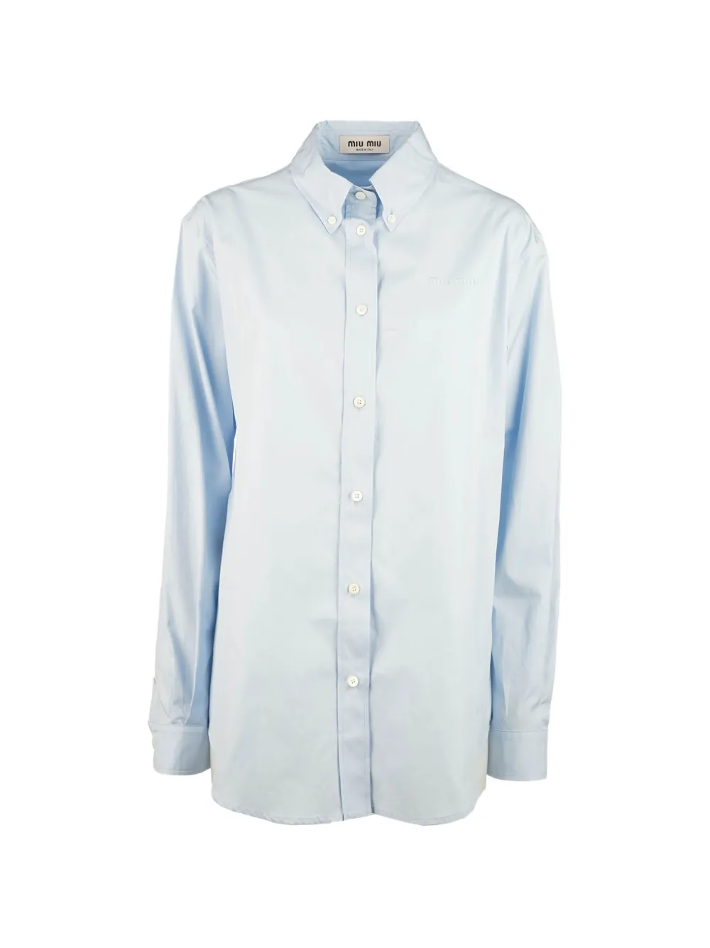 Miu Miu logo-embroidered button-down shirt - Blu