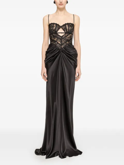 NISSA lace-panel sequin-embellished maxi dress